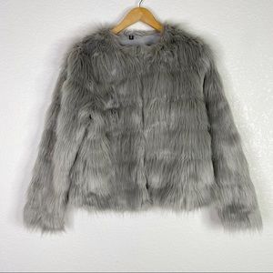 H&M Gray Short Faux Fur Jacket